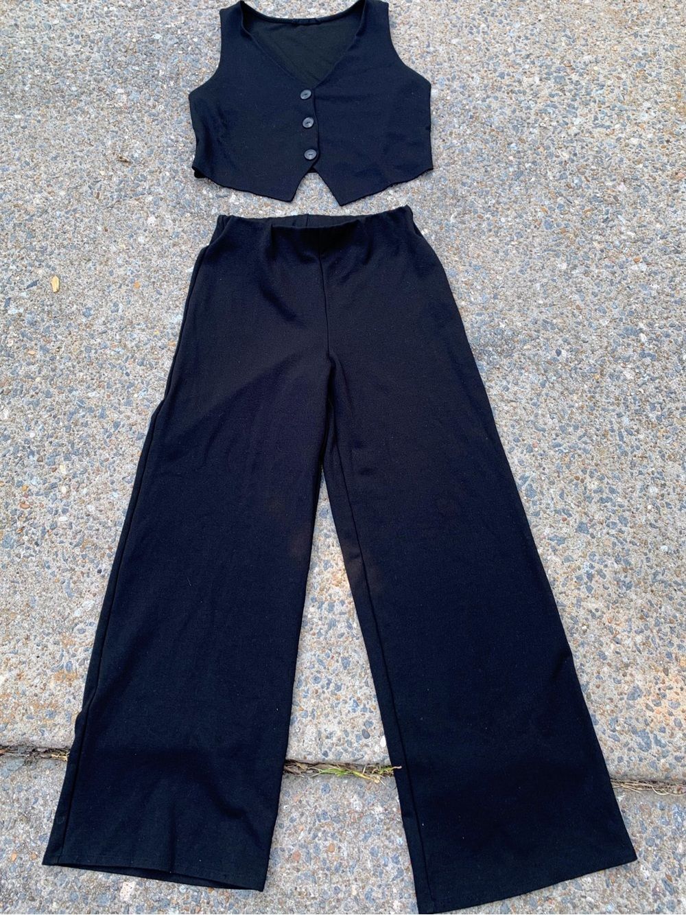21 Saints Black Wide-Leg Pants & Cropped Vest Set